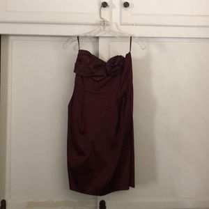 Burgundy strapless dress